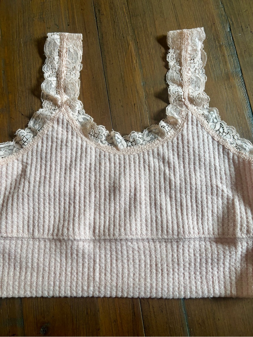 Z supply pink cotton bralette with lace trim
